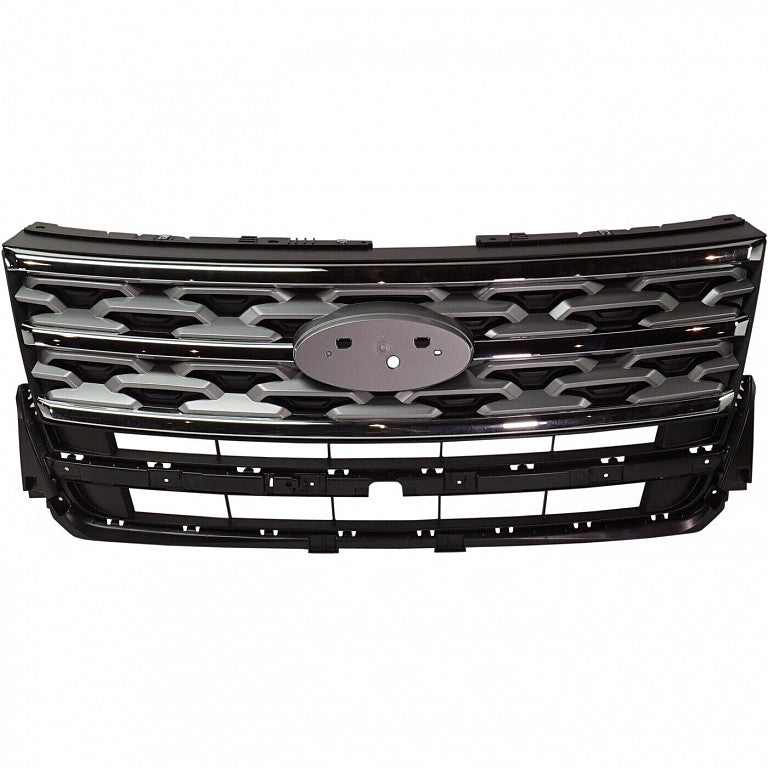 Grille Front Silver Gray With Chrome Molding For Ford - FO1200626