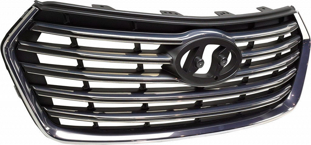 Grille Black With Satin Chrome Bars/Frontame Use Without Camera For Hyundai - HY1200199