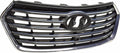 Grille Black With Silver Surround With 5Chrome Bars With Camera Exclude Sport Model For Hyundai - HY1200205