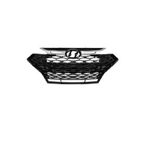 Grille Front Gloss Black With Satin Molding Without Emblem For Hyundai - HY1200246