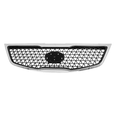 Grille With Chrome Moulding 2.4L Painted Black For Kia - KI1200162