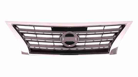 Grille Painted Dark Silver/Black With Chrome Mldg Sr For Nissan - NI1200253